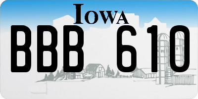 IA license plate BBB610