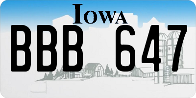 IA license plate BBB647