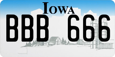IA license plate BBB666