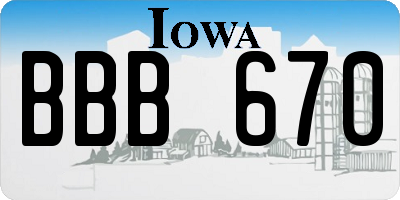 IA license plate BBB670