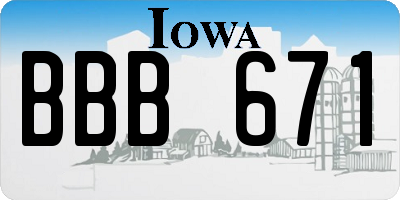 IA license plate BBB671