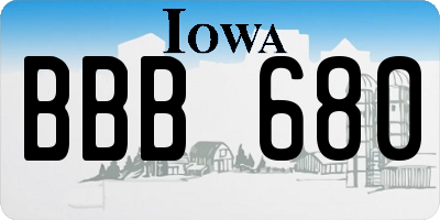 IA license plate BBB680