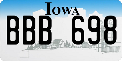 IA license plate BBB698