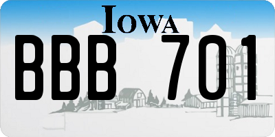 IA license plate BBB701