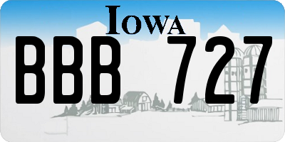 IA license plate BBB727