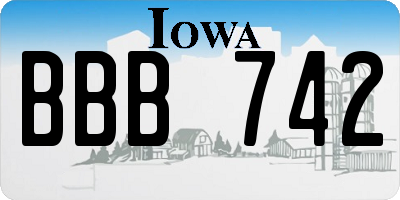 IA license plate BBB742