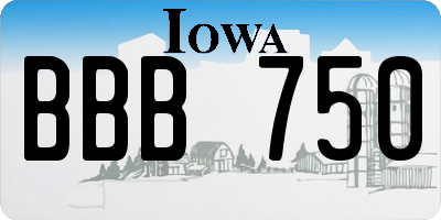 IA license plate BBB750