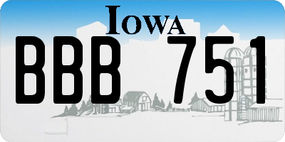 IA license plate BBB751
