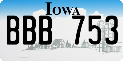 IA license plate BBB753
