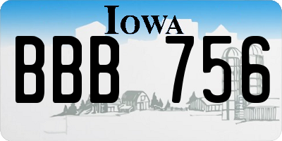 IA license plate BBB756