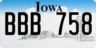 IA license plate BBB758