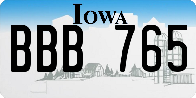 IA license plate BBB765