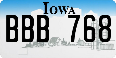 IA license plate BBB768