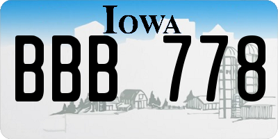 IA license plate BBB778