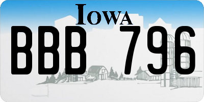 IA license plate BBB796