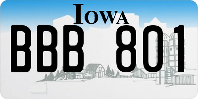 IA license plate BBB801