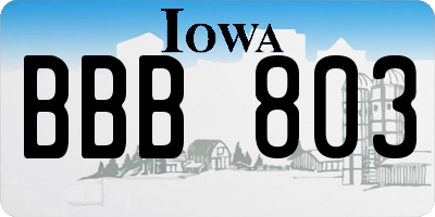 IA license plate BBB803
