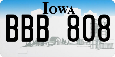 IA license plate BBB808