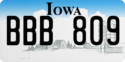 IA license plate BBB809