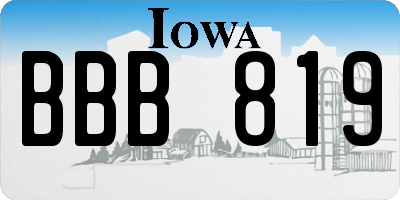 IA license plate BBB819
