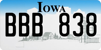 IA license plate BBB838