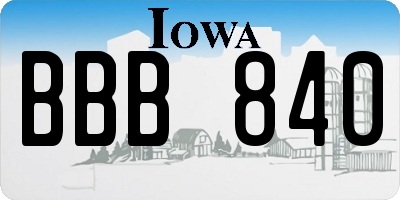IA license plate BBB840