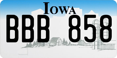 IA license plate BBB858