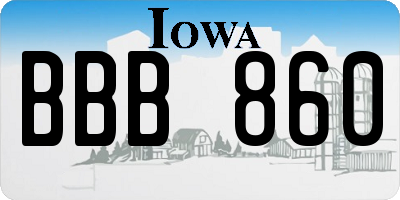 IA license plate BBB860
