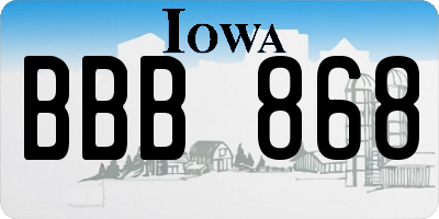 IA license plate BBB868