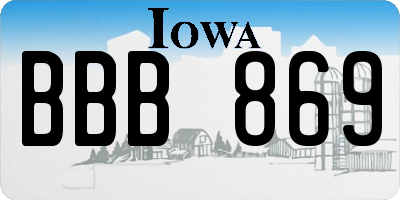 IA license plate BBB869