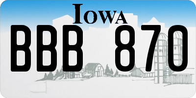 IA license plate BBB870