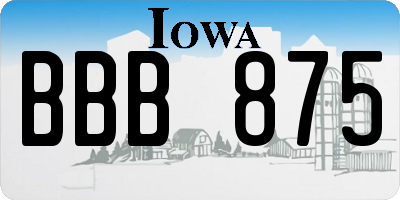IA license plate BBB875