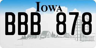 IA license plate BBB878