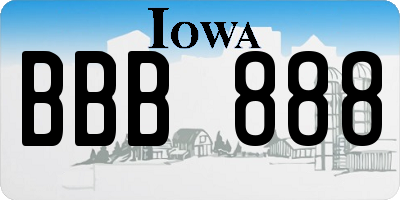 IA license plate BBB888