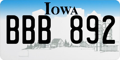 IA license plate BBB892