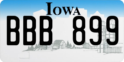IA license plate BBB899