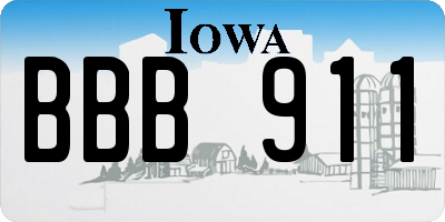 IA license plate BBB911