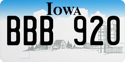 IA license plate BBB920