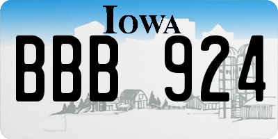IA license plate BBB924