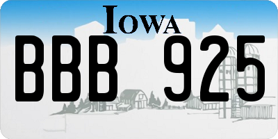 IA license plate BBB925