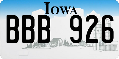IA license plate BBB926