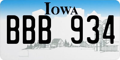 IA license plate BBB934