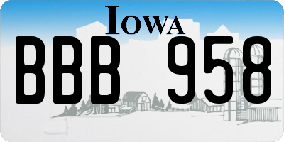 IA license plate BBB958
