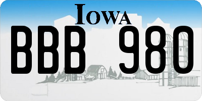 IA license plate BBB980