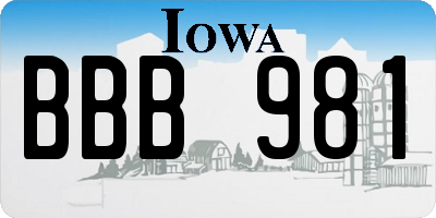 IA license plate BBB981