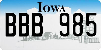 IA license plate BBB985