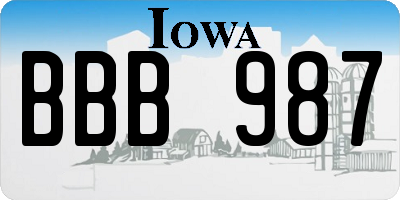 IA license plate BBB987