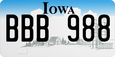 IA license plate BBB988