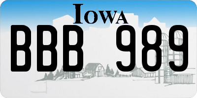 IA license plate BBB989