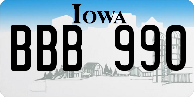 IA license plate BBB990